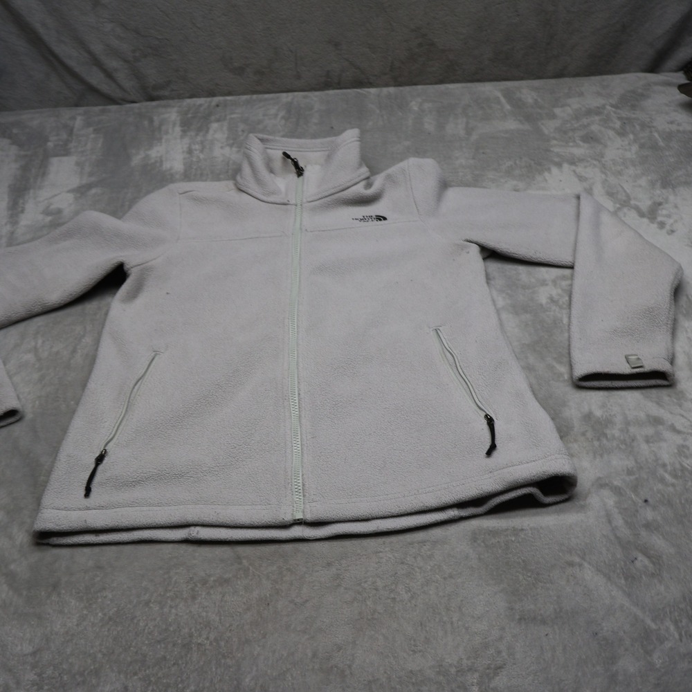 North Face Jacket Womens Medium White Khumbu Fleece Full Zip Quick Dry Midweight
